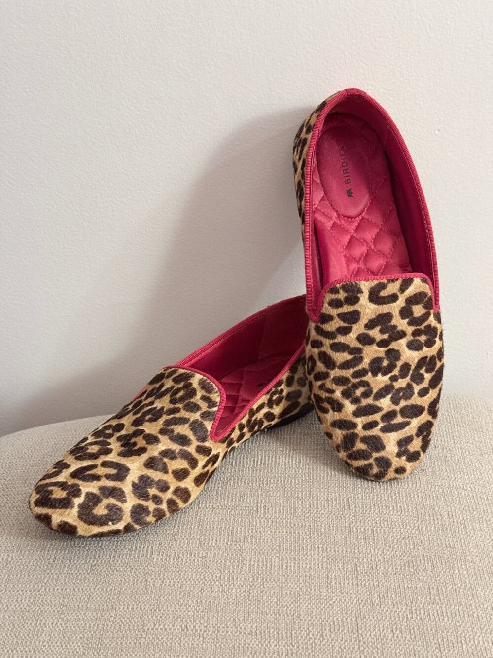 Birdies Leopard Haircalf Flats Women's Loafers Size 7 Red Lining